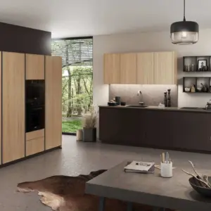 Bauformat Kuechenzeile modern Holz