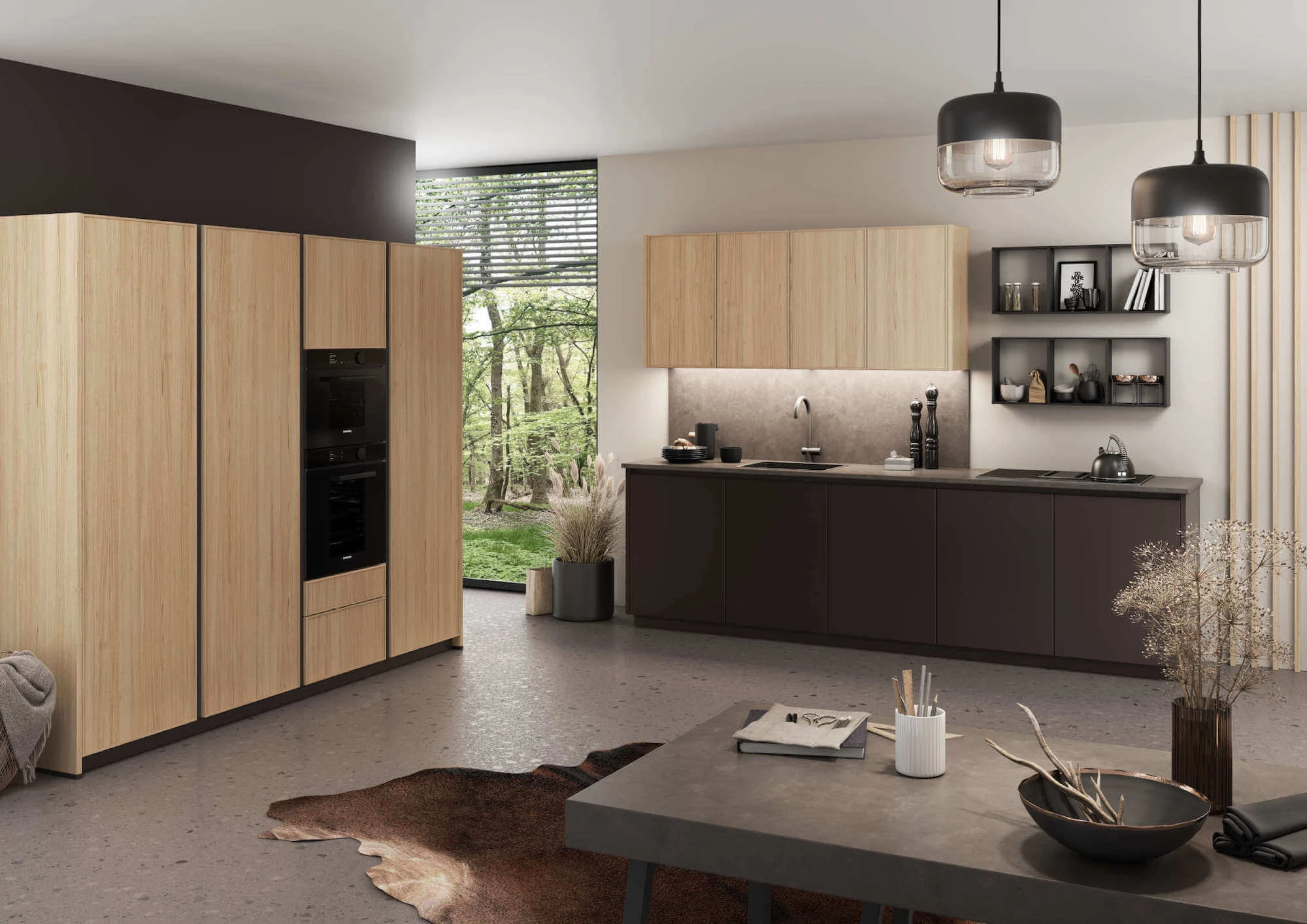 Bauformat Kuechenzeile modern Holz