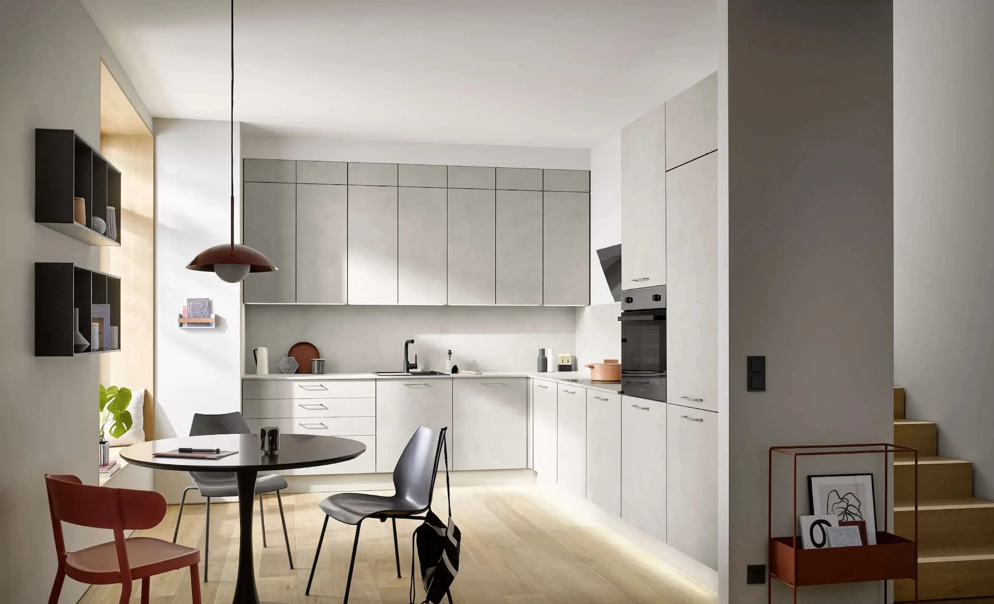 Burger L-Kueche Beton modern