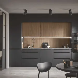 Burger einzeilige Designkueche Graphit