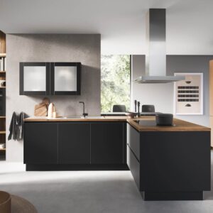 Haecker moderne L-Kueche Schwarz