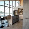 Moderne Inselküche Steinoptik Holz