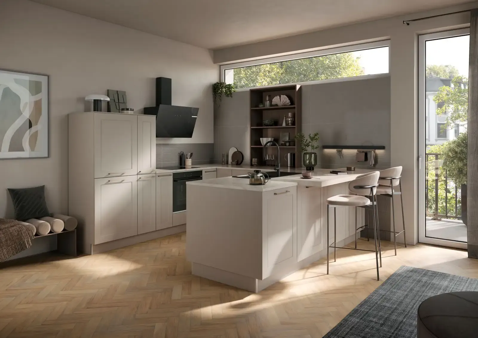 Häcker Landhausküche Kaschmir mit Tresen
